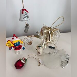 ✨ Vintage Christmas Ornament Lot – Angels, Bells, Smurf, Ganz ✨